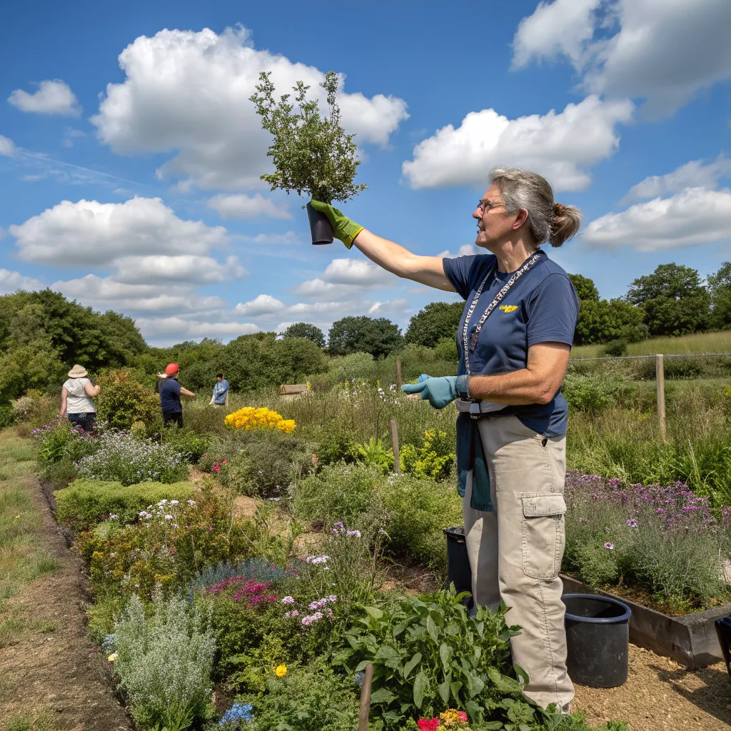Instructor demonstrating plant selection for workshops
